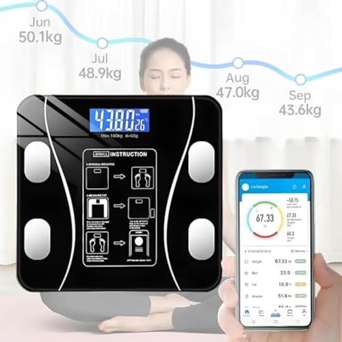 Balança Digital Bioimpedância Corporal Bluetooth de Vidro de 180 Kg Controle Completo da Sua Saúde c