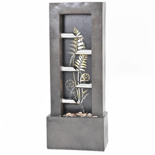 Fyround 36 inch Water Fountain, Outdoor with Metal Cutout Flower-