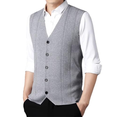 Men V-Neck Sweaters Vest Men Casual Knitted Cardigan Pullover Button Down Knitted Sleeveless Sweater
