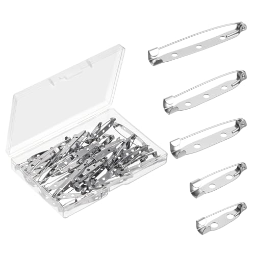 50 unidades de broches de 5 tamaños, pin de plata, imperdibles de metal, pasador de cierre seguro para joyas y manualidades, imperdibles de seguridad