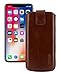 Produktbild Suncase ECHT Leder Tasche für iPhone XS Max (6.5") mit ZUSÄTZLICHER Transparent Hülle | Schale | Silikon Bumper Handytasche (mit Rückzugsfunktion und Magnetverschluss) in Mocca braun