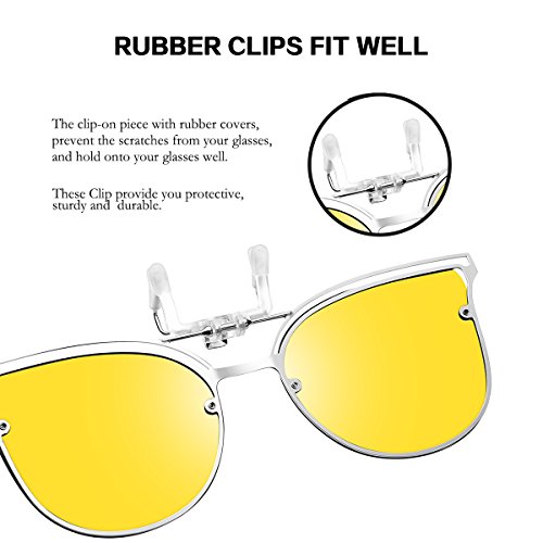 FEISEDY Clip On Polarized Sunglasses Cat Eye Flip for Eyewear Glasses B24362