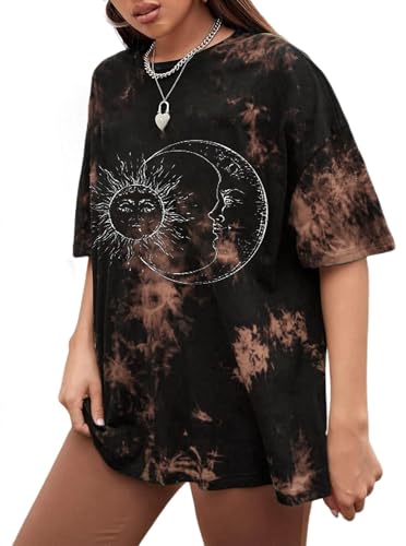Image of Remidoo Women's Casual Oversized T Shirt Short Sleeve Graphic Tee Letter Tie Dye Shirts