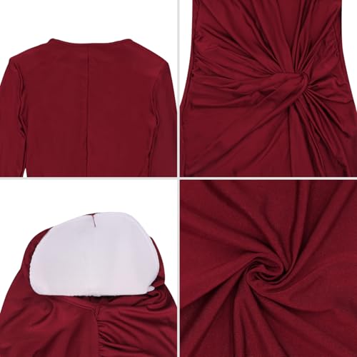 Image of RARITYUS Women's Elegant Knot Ruched Long Sleeve Maxi Dress Shoulder Pads Long Formal Dress Cocktail Evening Party Dress