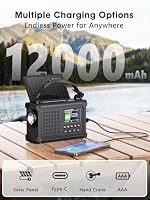 ROCAM Kurbelradio DAB+/UKW, Notfallradio mit Solar, Bluetooth,12000mAh Akku – Ansicht 3
