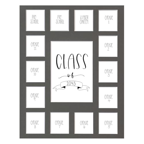 Image of Rustic Red Door Co. Class of 2043 11' x 14' School Photo Mat - Grey, 15 Spaces, No Frame