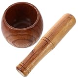 FRCOLOR 木製ニンニクすり鉢 ル付き 軽量伝統デザイン 調味料 生姜 サプリメント粉砕用 キッチン 薬局対応 収納簡単 家用プレゼント適用