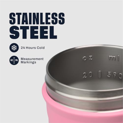 Image of BlenderBottle Sport Shaker Cup Insulated Stainless Steel Water Bottle with Wire Whisk, 24-Ounce, Pink