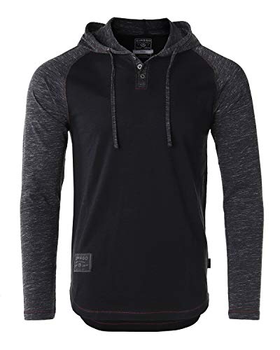 ZIMEGO Men's Casual Long Sleeve Color Block Raglan Henley Pullover Hoodie Shirt