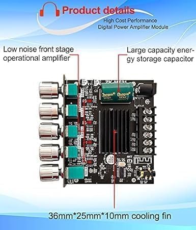 Image of Bluetooth Power Amplifier Board with Subwoofer 2.1 Channel 50Wx2+100W, 12V-24V Audio Power Amplifier Module with Treble and Bass Control for DIY Bluetooth Audio and Store Home Theater