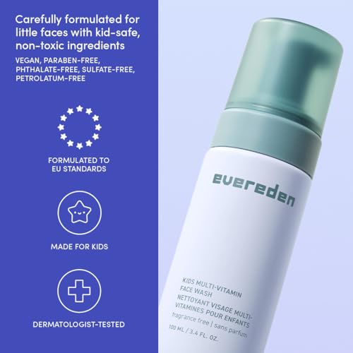 Image of Evereden Fragrance Free Kids Face Wash: 3.4 fl oz. | Gentle Unscented Skin Care | Non-toxic and Clean Ingredients | Multi-Vitamin Skin Care for Kids