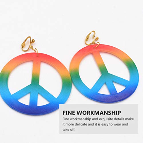 KESYOO Conjunto de 3 peças de fantasia hippie 60s 70s Óculos de sol Brincos de Sinal de Paz Colar Hi