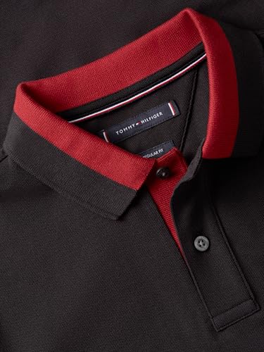 Image of Tommy Hilfiger Men's Short Sleeve Casual Polo Shirts in Regular Fit with Stretch and Contrast Collar Designs