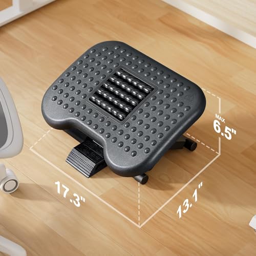 HUANUO Foot Rest for Under Desk at Work, Adjustable Footrest with Massage Texture and Roller, Ergonomic Foot Stool with 3 Height Position, 30 Degree Tilt Angle Adjustment for Home, Office - Image 4