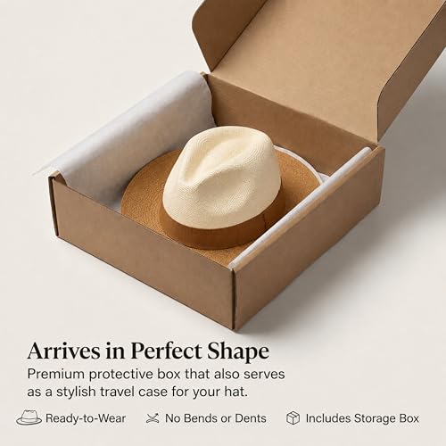 Image of Gamboa Original Panama Hat for Men and Women Fedora Straw Summer Beach Sun Hat Protection UV UPF50+