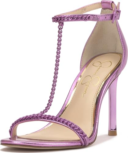 Image of Jessica Simpson Women's Qiven T-Strap High Heel Sandal with Chain Detail