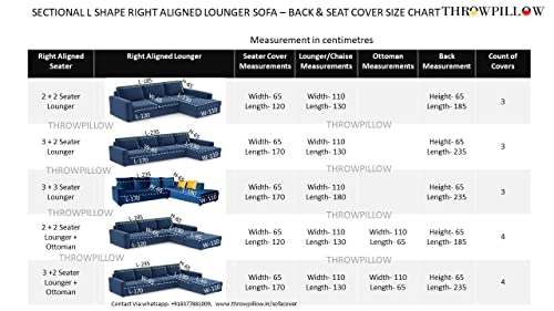 Image of WWW.THROWPILLOW.IN Blue Sofa Cover Multicoloured Tassels :Sofa Slipcover: Thick Fabric: Seat & Front Back Protection -Set of 3 Seat Covers & Single Back Cover- L Shape (2 Seater + Lounger + Ottoman)