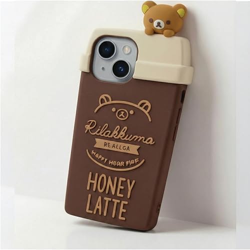 Image of amazon basics Cute 3D Latte Coffee Silicone Phone Case for iPhone 15 | Soft Protective Cartoon Back Cover | iPhone Back Case for iPhone 15