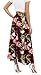 Askyes Womens Skirts 2024 Summer Fashion Trendy Work Tie Knot Flowy Swing Long Skirts with Pockets,Wine Red Floral,L
