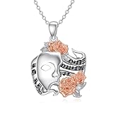 PROESS Phantom Of The Opera Necklace 925 Sterling Silver Phantom Of The Opera Mask Pendant Necklace Broadway Music Theater Jewelry Gifts For Women