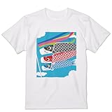 [igsticker] プリント Tシャツ メンズ L size サイズ クルーネック 白 ホワイト 015798 鯉のぼり 空 端午の節句
