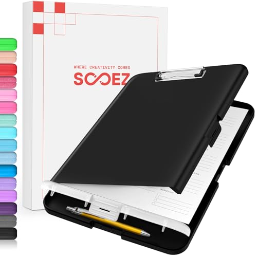Sooez Clipboard with Storage, High Capacity Nursing Clip Board 8.5 x 11 with Pen Holder & Low Profile Clip, Plastic Clipboards Case Box, Teacher Must Haves School Office Supplies,Letter Size/ A4