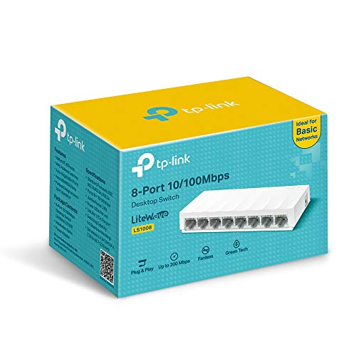 Image of TP-Link LS1008 8-Port 10 /100Mbps Fast Ethernet Unmanaged Desktop Switch | Green Ethernet Technology | Plug and Play | Fanless Design, Energy-Efficient | Ideal for Home and Office Network Expansion Hub