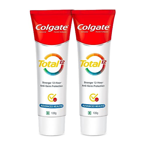 Image of Colgate Total Whole Mouth Health, Antibacterial Cavity Protection Toothpaste, 120gm + 120gm (Advanced Health, Saver Pack)