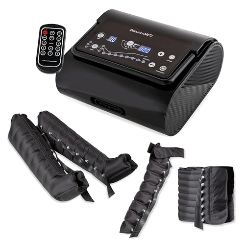 DinamicaMed® Premium 8.0 Compact Pressothérapie – Appareil de drainage lymphatique avec 8 chambres à air, 6 programmes, Bottes XL, Ceinture Abdominale et...