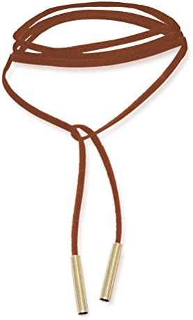 Brown Leather Choker Collar Necklace with Gold Tube - Adjustable Long Collar Leather Necklace by Woowom