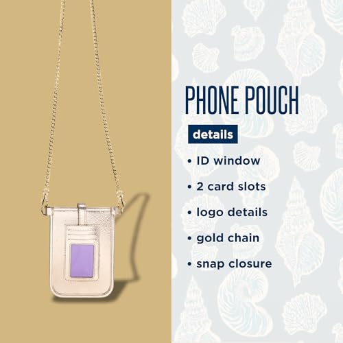 Lilly Pulitzer Crossbody Phone Purse, Small Leatherette Wallet and Phone Bag with 2 Card Slots, ID Window and Chain, Gold3