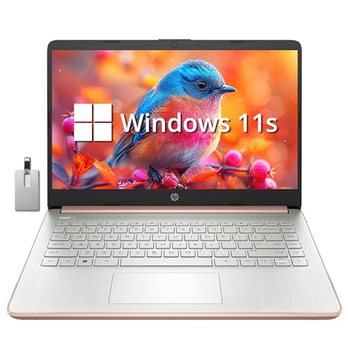 HP 2022 14" HD Laptop, Intel Celeron N4120 Processor, 16GB RAM, 64GB eMMC Storage, HD Webcam, HDMI, Wi-Fi, Bluetooth, Rose Gold, Office 365 1-Year, Windows 11 S, 32GB SnowBell USB Card