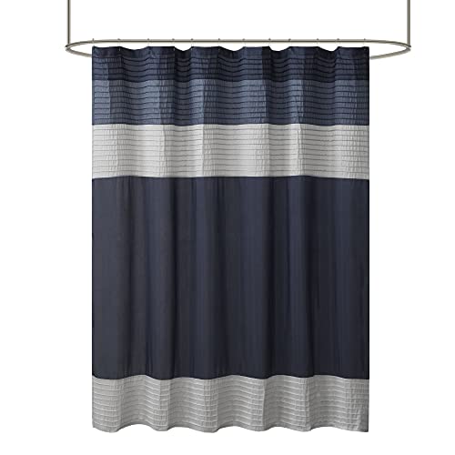 Madison Park MP70-2206 Amherst Bathroom Shower Curtain Faux Silk Pieced Striped Modern Microfiber Bath Curtains thumb #6