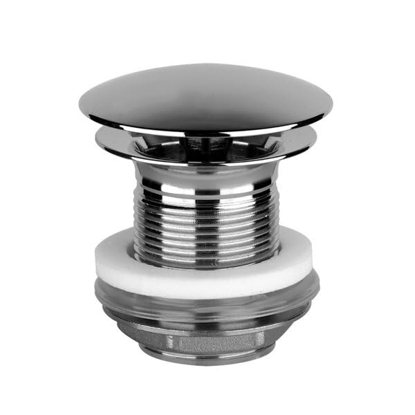 Válvula de desagüe Gessi 1 1/4 con desagüe abierto para lavabos sin rebosadero, longitud del eje 60mm, 1376, 01376031, Color: cromo