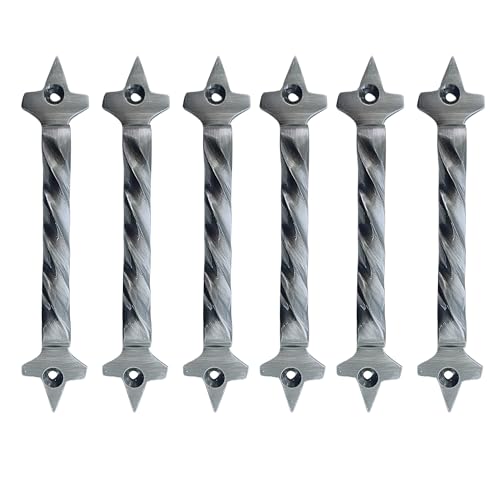 Image of Mix&Match Cast Iron Twisted Handle - 6 Inch Antique Black Finish | Rope Style Cabinet, Wardrobe, Cupboard & Furniture Door Handle | Pack of 6 Pcs with Screws