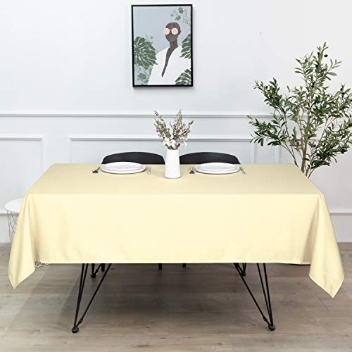 Image of sancua Rectangle Tablecloth - 70 x 108 Inch - Stain and Wrinkle Resistant Washable Polyester Table Cloth, Decorative Fabric Table Cover for Dining Tables, Buffet Parties and Camping, Beige