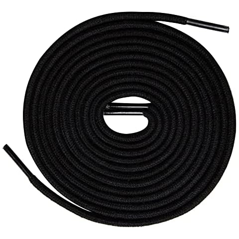 TIESTRA Work Boot Laces Heavy Duty, Round Replacement Shoe Laces for Walking Boots, Hiking Boots, Working Boots, Chef Boots and Trainers, Ultra Strong Durable Shoelaces Black 150cm Cover