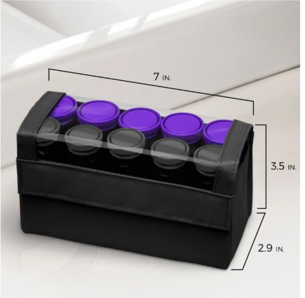 R'emiington Travel Size Professional 1.25” Compact Ceramic Hot Hair Rollers, 10-Piece Set, Ionic & Anti-Static Technology, Fast Heating, Black