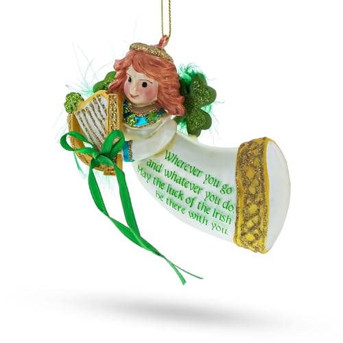 Celtic Irish Angel Blown Glass Christmas Ornament
