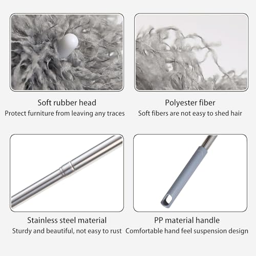 Image of Extra-Long Dust Collector with Extension Rod, 30-100 Inches in Length with Two Bendable Heads Microfiber Dust Collector That can be Extended is Used to Clean High Ceilings Ceiling Fans Cobwebs