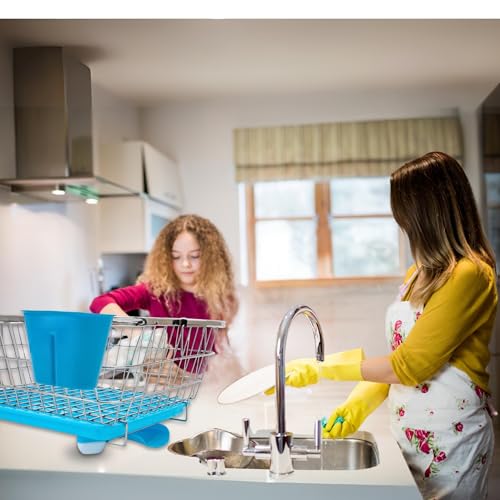 Image of flymore 360 Degree Stainless Steel Utensil Basket, Drainer Dish Drainer Basket with Tray for Kitchen Vessel Drainer Rack, Dish Drying Rack with Tray and Cutlery Holder