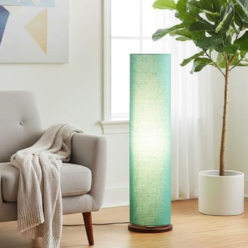 Image of Cylinder Shape Wooden Base, Corner Decorative Floor lamp, Bedroom, Living Room, Home Decor, Pack of 1 (Teal)