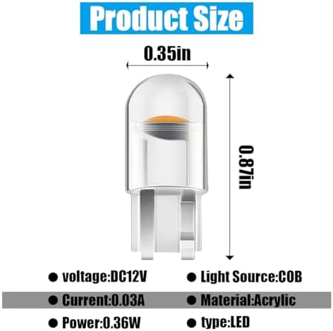 GLSOWEE 30피스 194 자동차 LED 전구, T10 168 2825 W5W 내부 조명 6000K — 사진 2