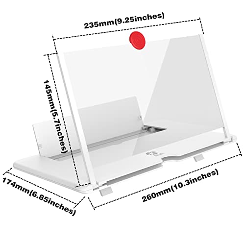 Phone Screen Magnifier, Screen Amplifier 3D Hd Screen Projector With Foldable Stand, Phone Screen Magnifier For Watching Movies, Videos, Games And Reading, Compatible With All Phones (White) #TOP3