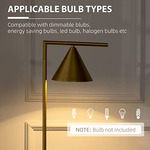 Homcom Modern Floor Lamps For Living Room Lighting, Adjustable Standing Lamp For Bedroom Lighting With Rotating Head, Bedside Lamp For Ambient Lighting, (Bulb Not Included), Gold #TOP6