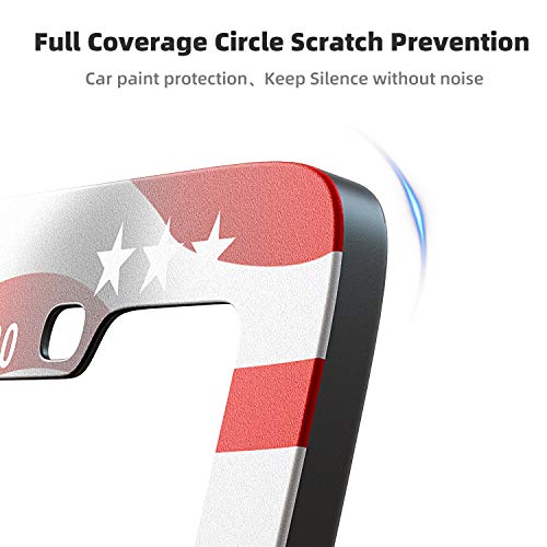 SHARE&CARE Stainless Steel License Plate Frame for Cars with Screws, Donald Trump Make America Great Again Design Car Licenses Plate Covers Holders for US Vehicles (2)