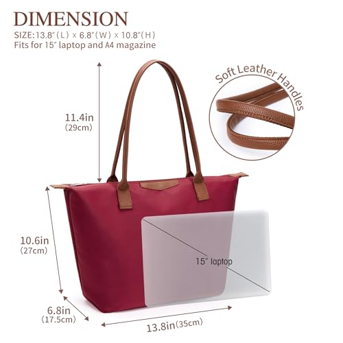 Image of Tote Bag for Women, Casual Hobo Bag Vegan Leather Top-Handle Purse Foldable Shoulder Nylon Zipper Handbag