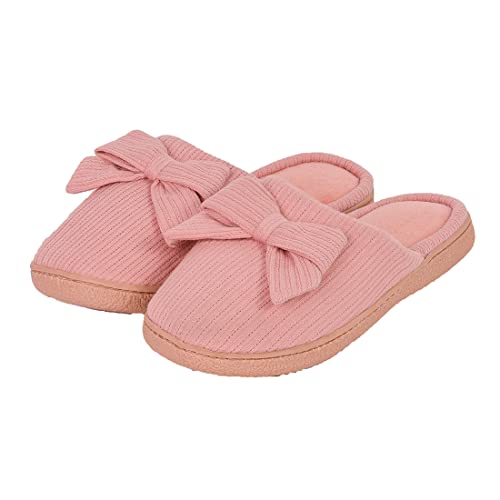 Millffy Cotton Knit Slipper Bow Terry Clog Memory Foam Indoor Slippers Soft Plush Anti-Skid House Shoes2