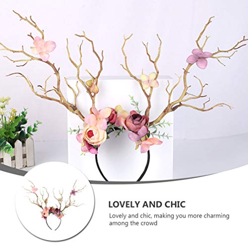Lurrose 1 cervo corna di fiori corona cervo, cervo...