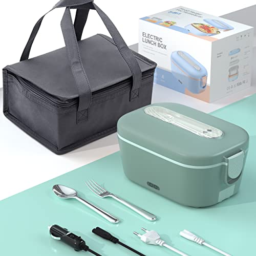 Fishoney Scaldavivande Elettrico Portatile, Lunch Box, Porta Pranzo, Bento Box, Scaldavivande, Portapranzo, Porta Pranzo Termico, Porta Pranzo Elettrico,12V/24V/220V, per Auto/Camion/Ufficio(70W/1.5L)